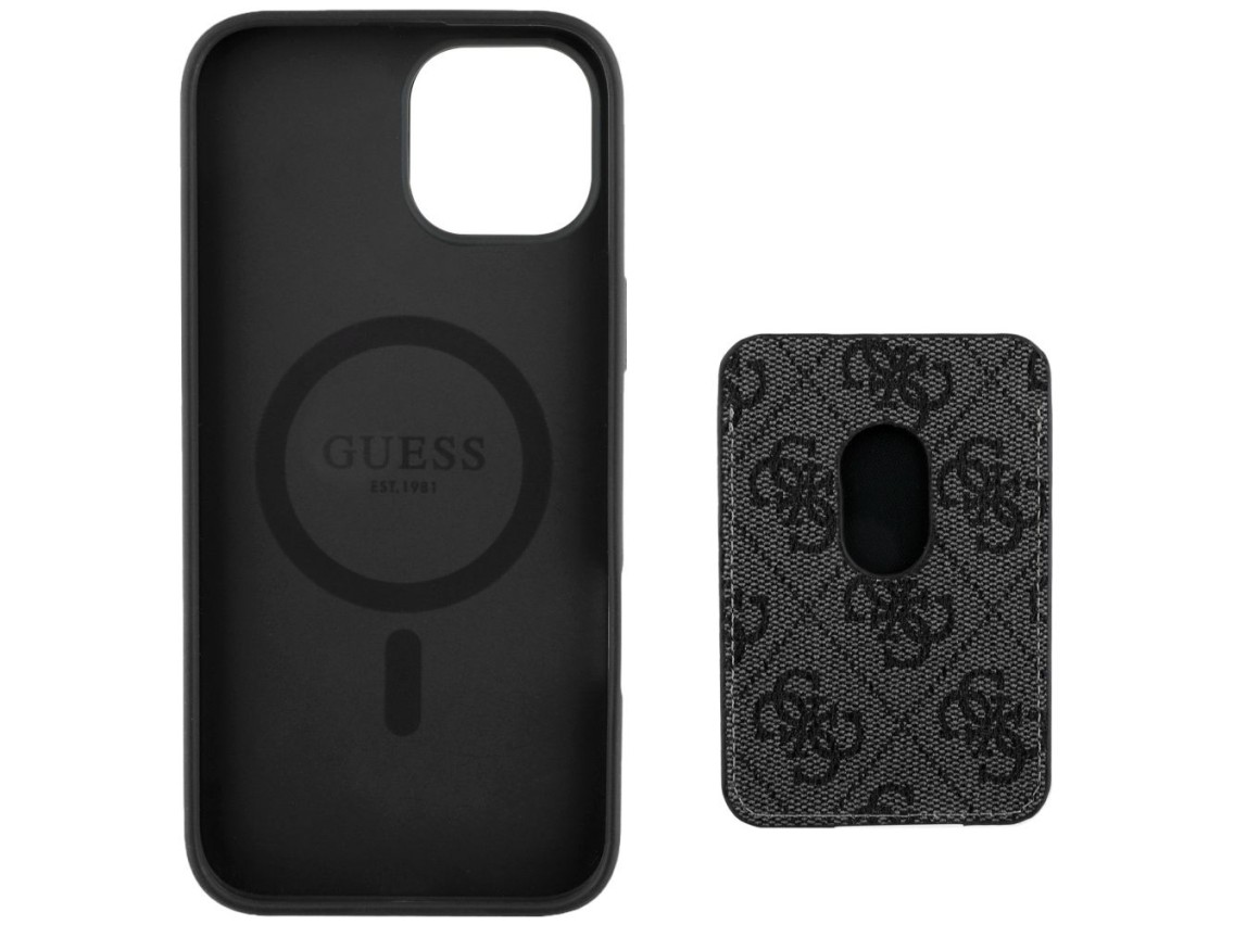 Guess 4G Stripes case with Magsafe wallet for iPhone 15 black