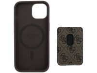 Capa Guess 4G Stripes com carteira Magsafe para iPhone 15 marrom Capa Guess 4G Stripes com carteira Magsafe para iPhone 15 marrom