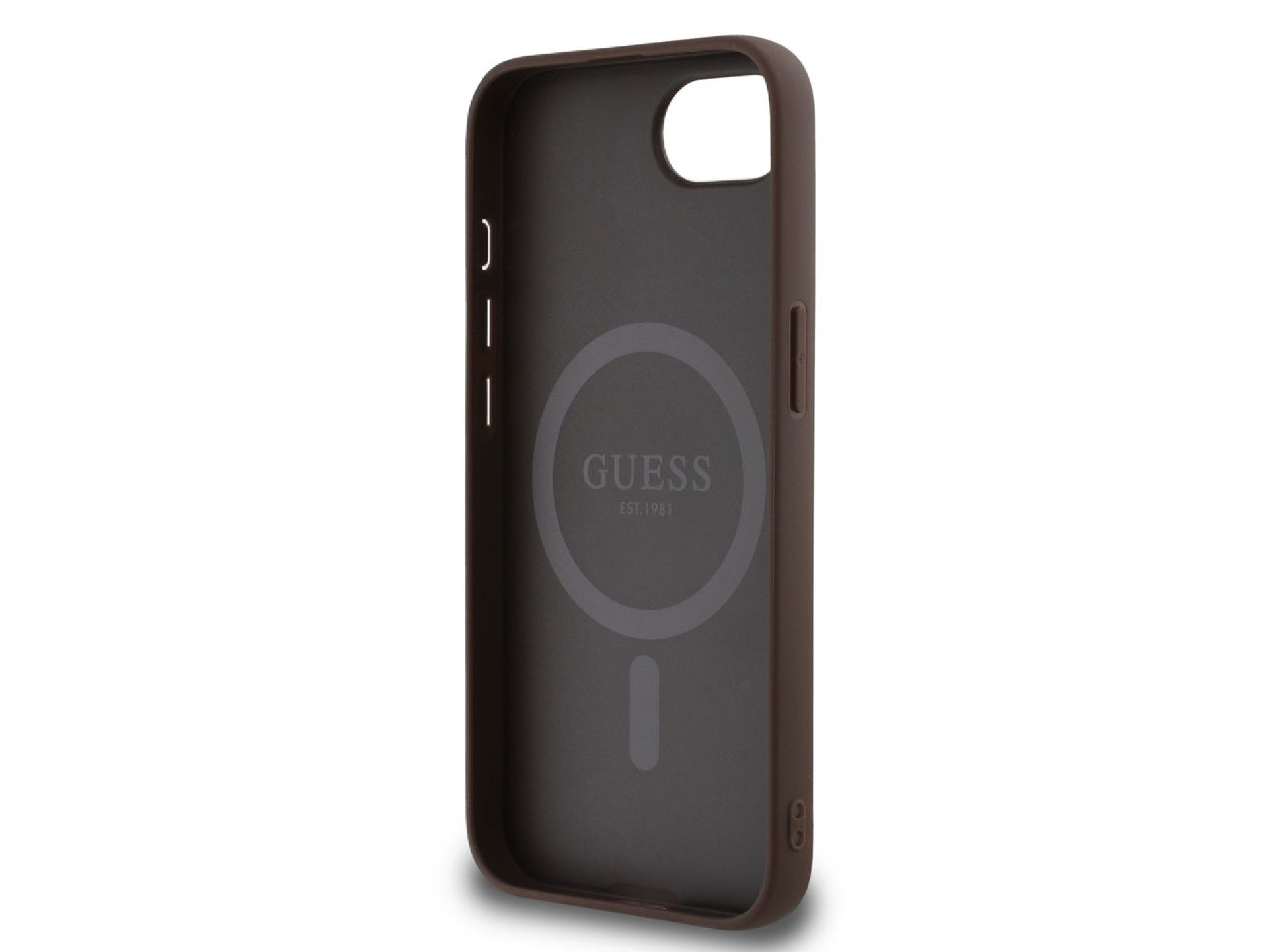 Funda Guess PU 4G Peony con MagSafe para iPhone 16e - marrón
