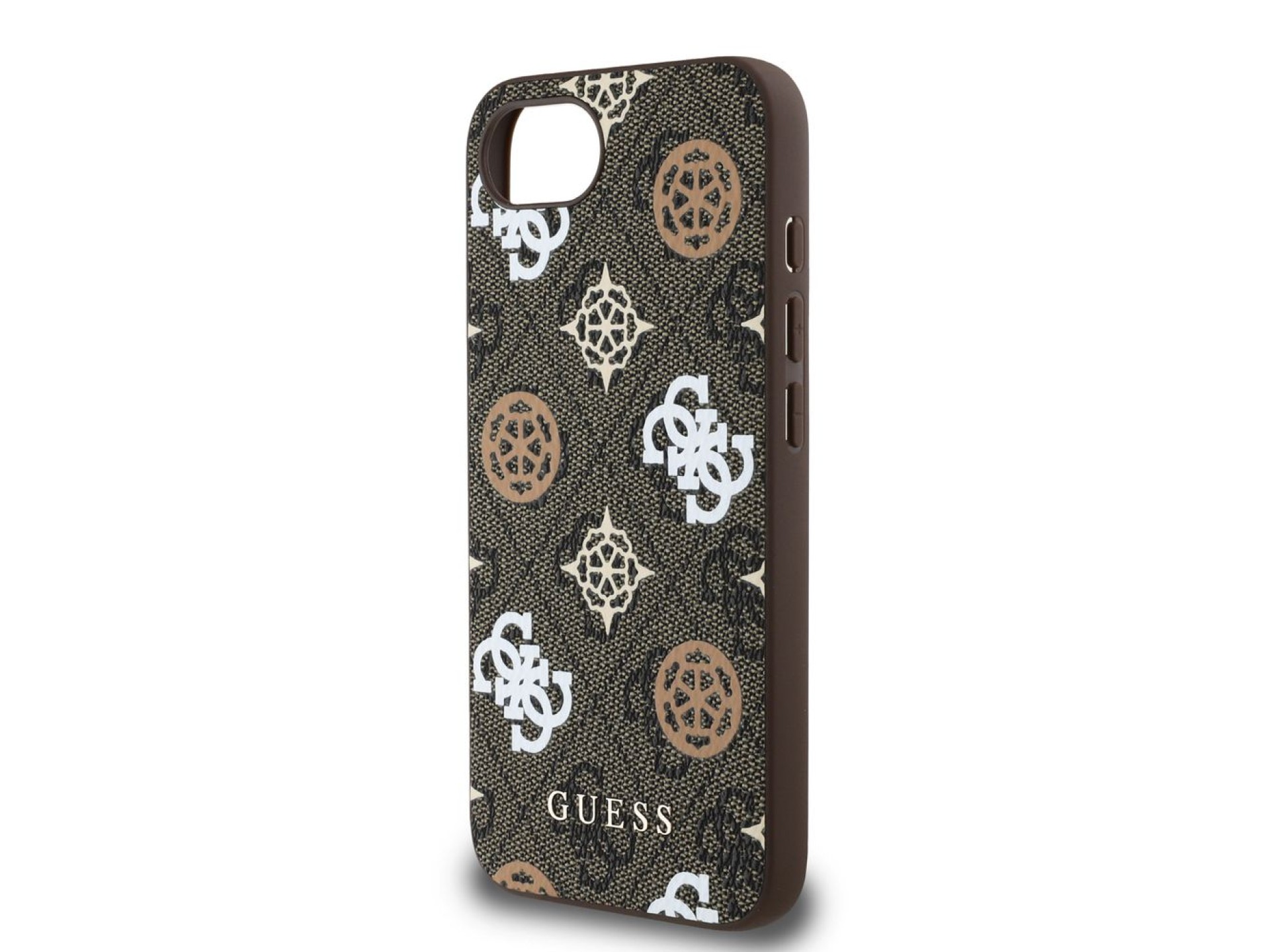 Funda Guess PU 4G Peony con MagSafe para iPhone 16e - marrón