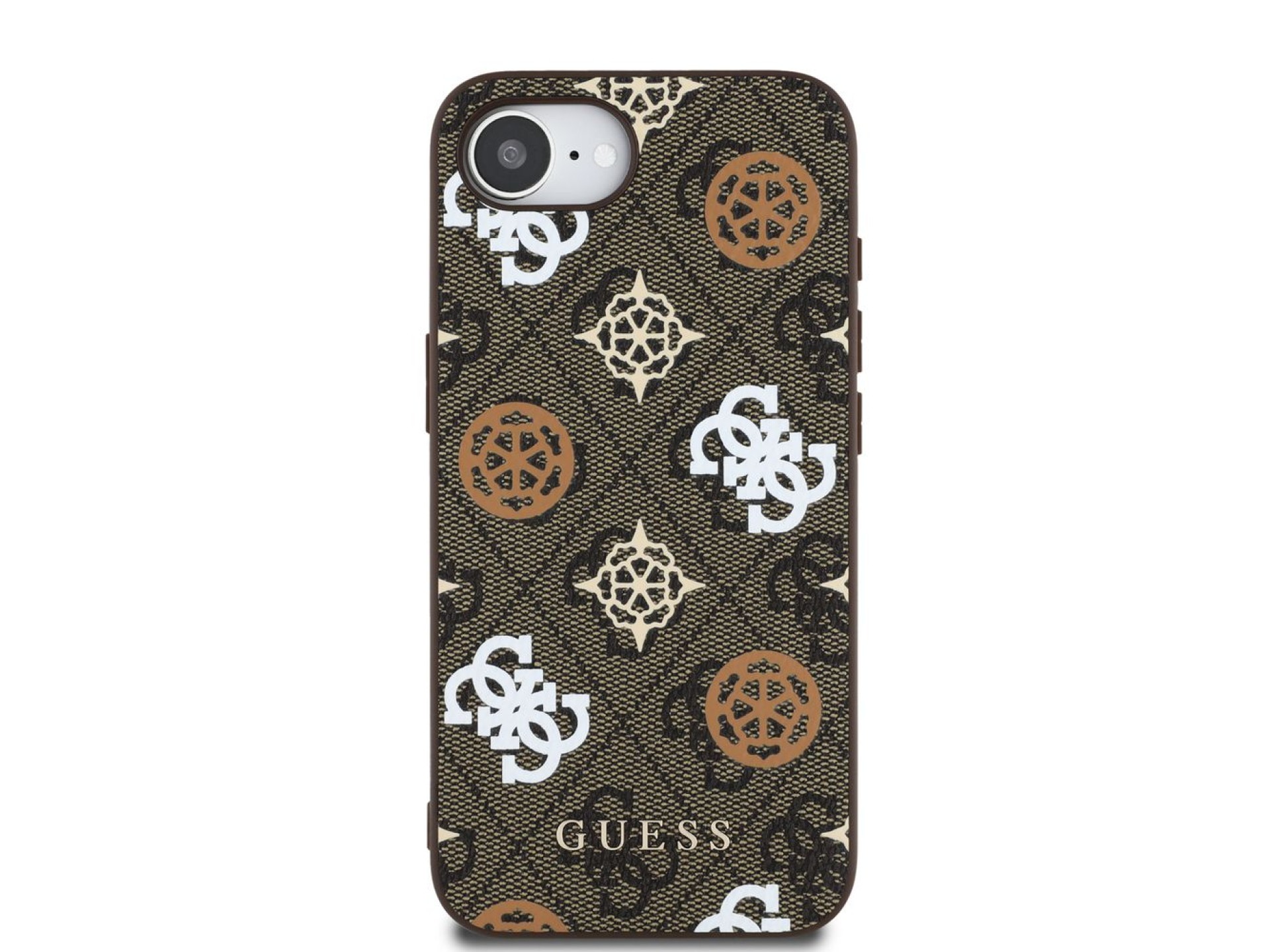 Funda Guess PU 4G Peony con MagSafe para iPhone 16e - marrón