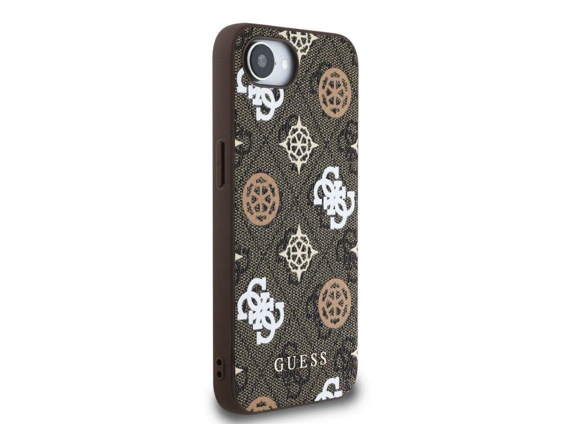 Funda Guess PU 4G Peony con MagSafe para iPhone 16e - marrón