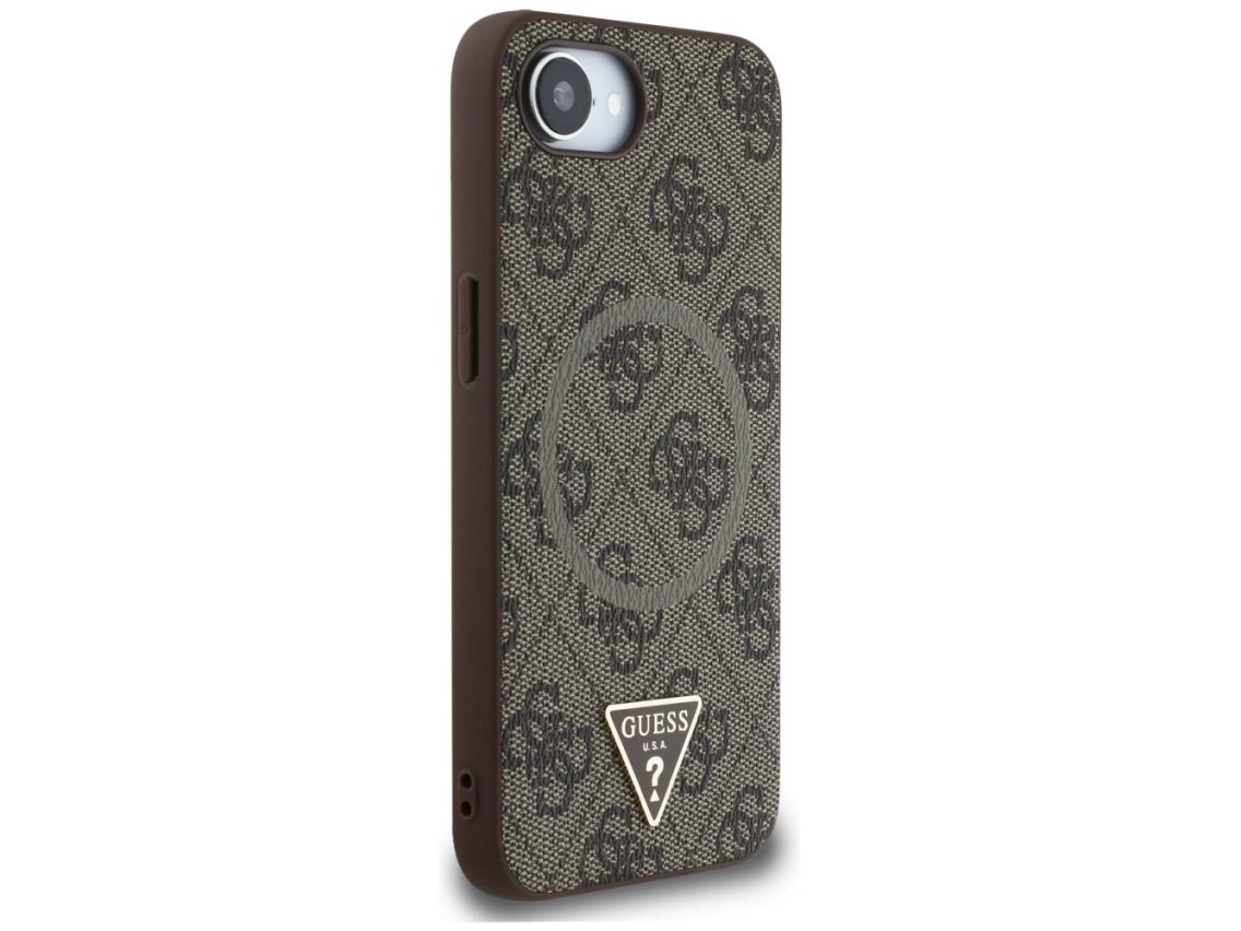 Guess 4G Ring Triangle Logo MagSafe iPhone 16e Case - Brown