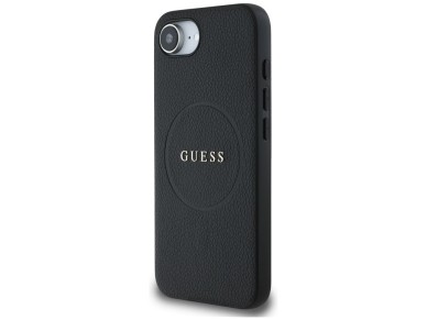 Capa Guess com textura de PU e logo clássico, com MagSafe, para iPhone 16e - preta Capa Guess com textura de PU e logo clássico, com MagSafe, para iPhone 16e - preta