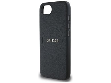 Capa Guess com textura de PU e logo clássico, com MagSafe, para iPhone 16e - preta Capa Guess com textura de PU e logo clássico, com MagSafe, para iPhone 16e - preta
