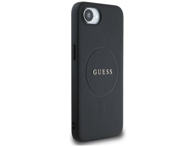 Capa Guess com textura de PU e logo clássico, com MagSafe, para iPhone 16e - preta Capa Guess com textura de PU e logo clássico, com MagSafe, para iPhone 16e - preta