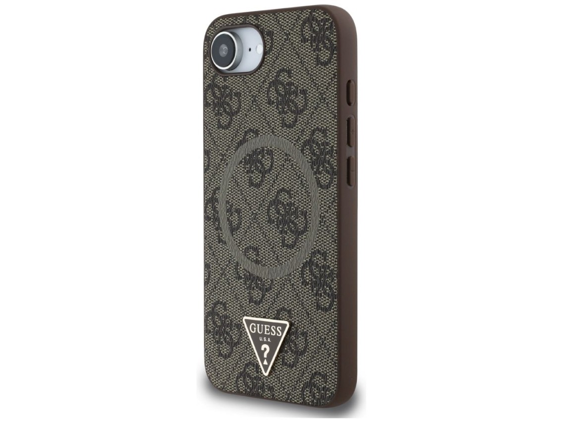Guess 4G Ring Triangle Logo MagSafe iPhone 16e Case - Brown