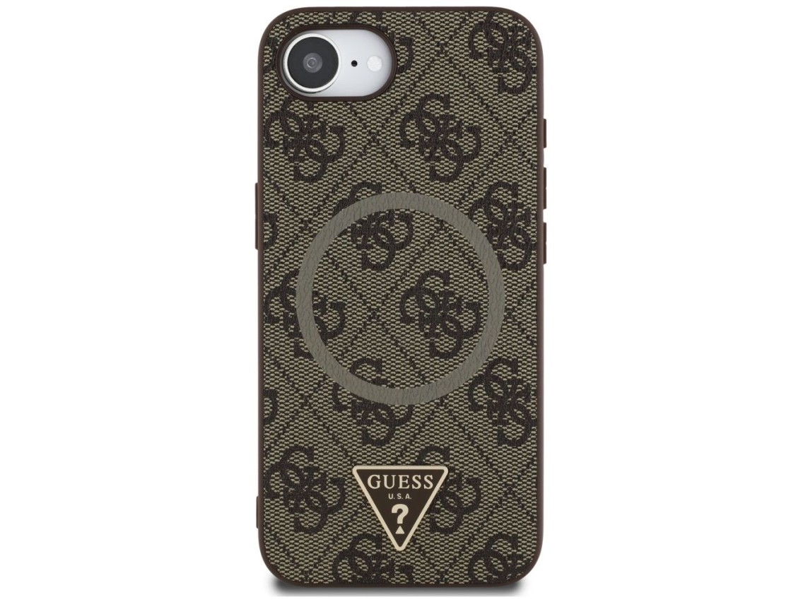 Guess 4G Ring Triangle Logo MagSafe iPhone 16e Case - Brown