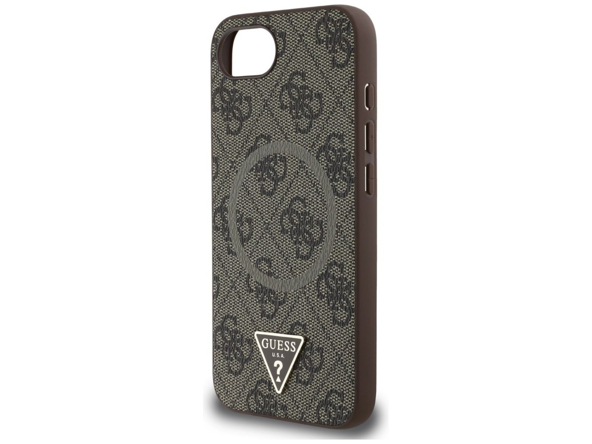 Guess 4G Ring Triangle Logo MagSafe iPhone 16e Case - Brown