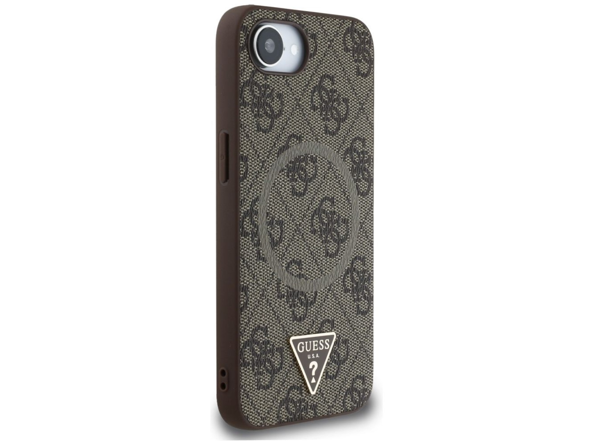 Guess 4G Ring Triangle Logo MagSafe iPhone 16e Case - Brown