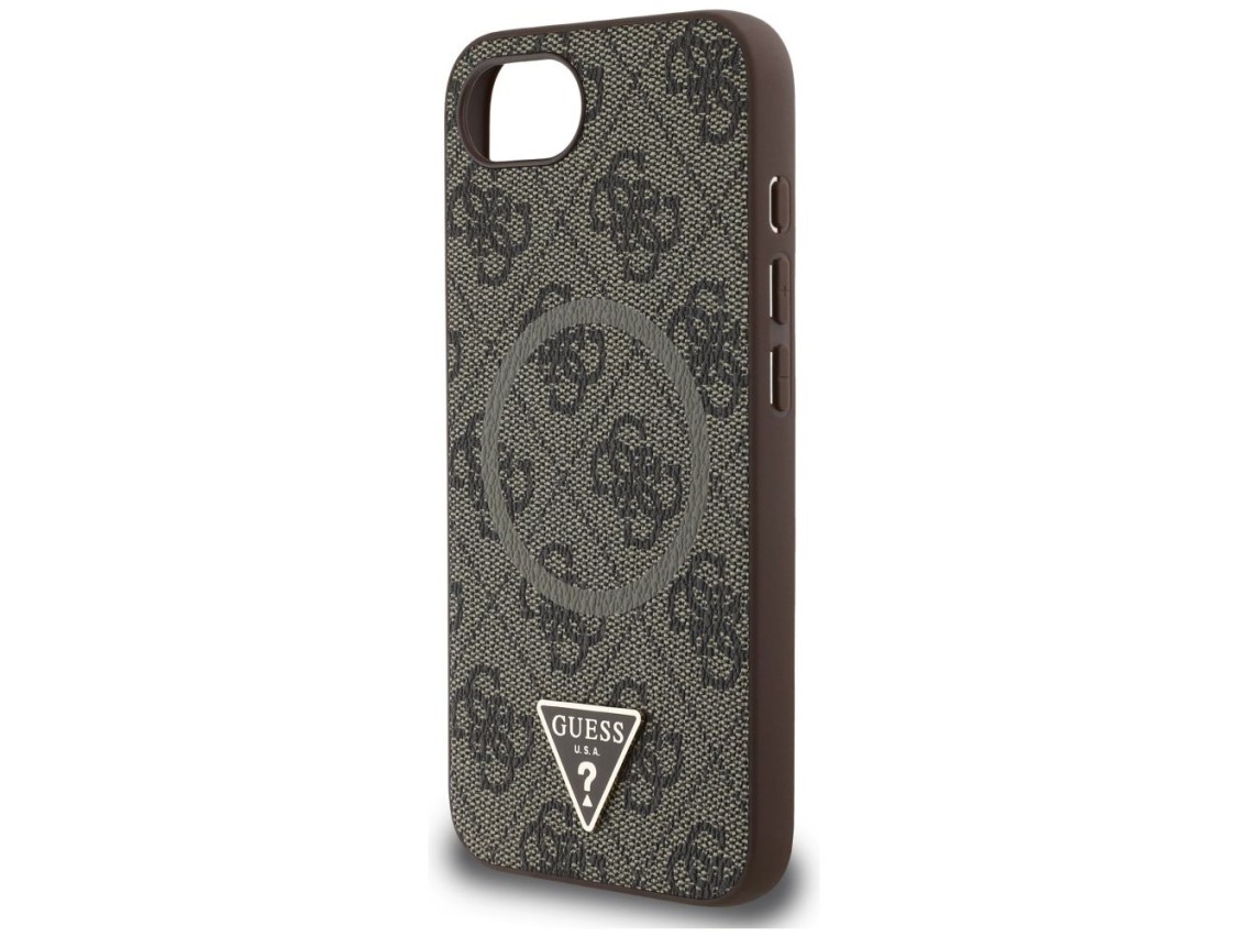 Guess 4G Ring Triangle Logo MagSafe iPhone 16e Case - Brown