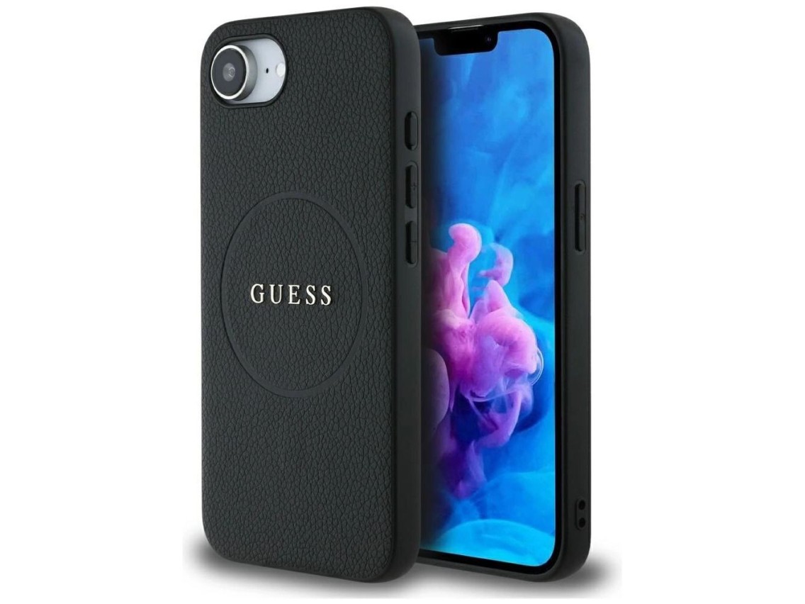 Guess PU Grained Classic Logo case with MagSafe for iPhone 16e - black