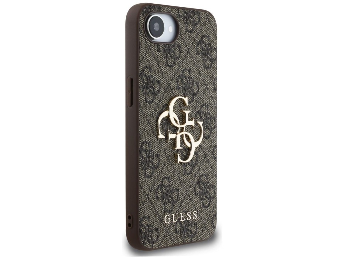 Capa Guess 4G com logo grande para iPhone 16e - Marrom