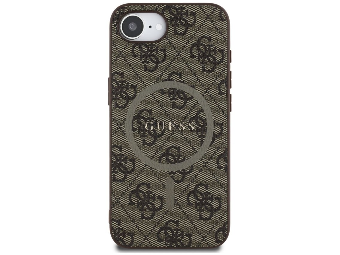 Guess 4G Ring Classic Logo MagSafe iPhone 16e Case - Brown