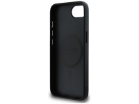 Capa Guess em couro PU 4G com anel colorido e MagSafe para iPhone 16e - Preta Capa Guess em couro PU 4G com anel colorido e MagSafe para iPhone 16e - Preta