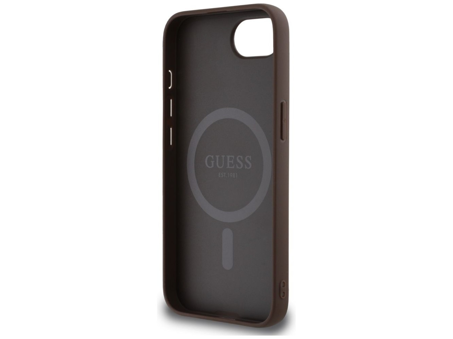 Guess 4G Ring Classic Logo MagSafe iPhone 16e Case - Brown