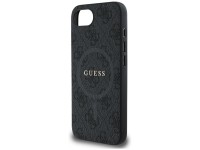 Capa Guess em couro PU 4G com anel colorido e MagSafe para iPhone 16e - Preta Capa Guess em couro PU 4G com anel colorido e MagSafe para iPhone 16e - Preta