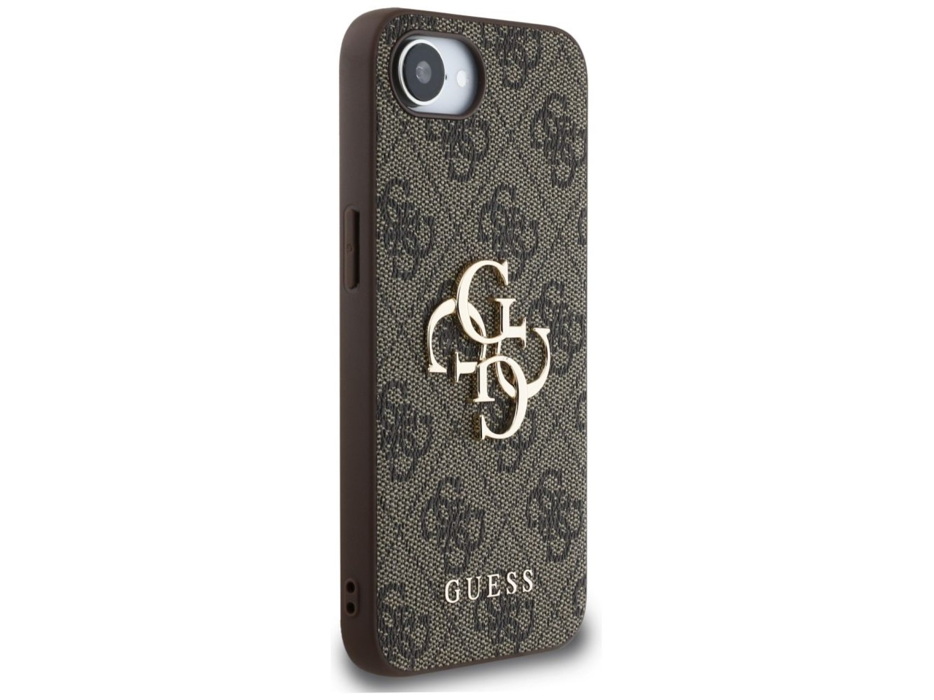 Capa Guess 4G com logo grande para iPhone 16e - Marrom