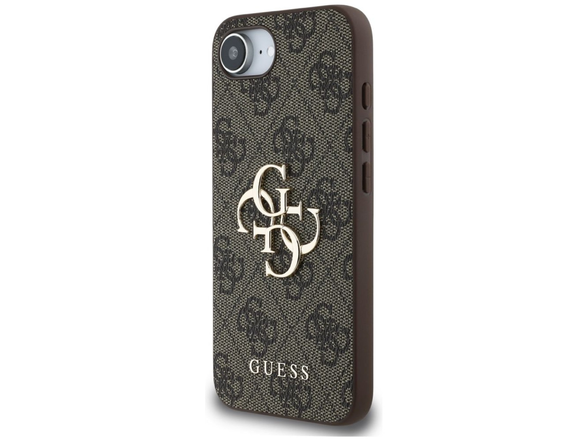 Capa Guess 4G com logo grande para iPhone 16e - Marrom