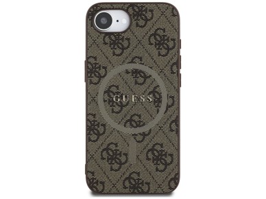 Guess 4G Ring Classic Logo MagSafe iPhone 16e Case - Brown