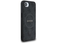 Capa Guess em couro PU 4G com anel colorido e MagSafe para iPhone 16e - Preta Capa Guess em couro PU 4G com anel colorido e MagSafe para iPhone 16e - Preta