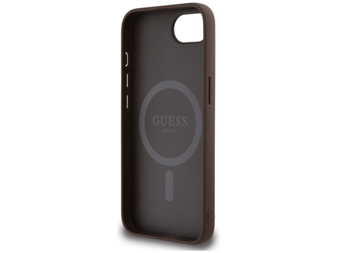 Guess 4G Ring Classic Logo MagSafe iPhone 16e Case - Brown