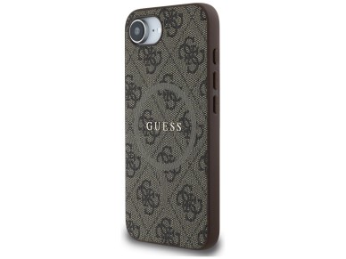 Guess 4G Ring Classic Logo MagSafe iPhone 16e Case - Brown