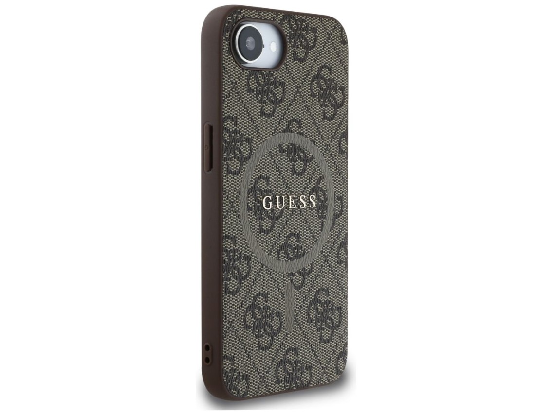 Guess 4G Ring Classic Logo MagSafe iPhone 16e Case - Brown