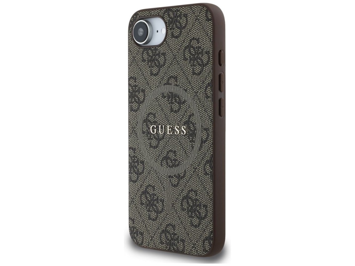 Guess 4G Ring Classic Logo MagSafe iPhone 16e Case - Brown