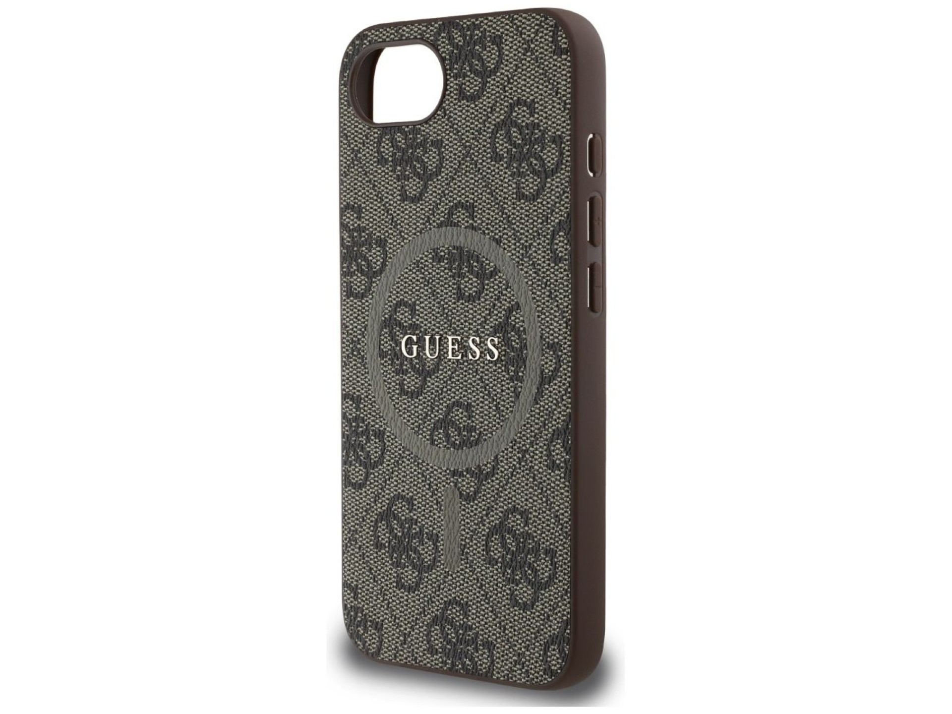 Guess 4G Ring Classic Logo MagSafe iPhone 16e Case - Brown