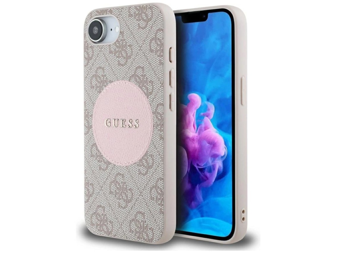 Guess 4G Circle Classic Logo MagSafe case for iPhone 16e - pink