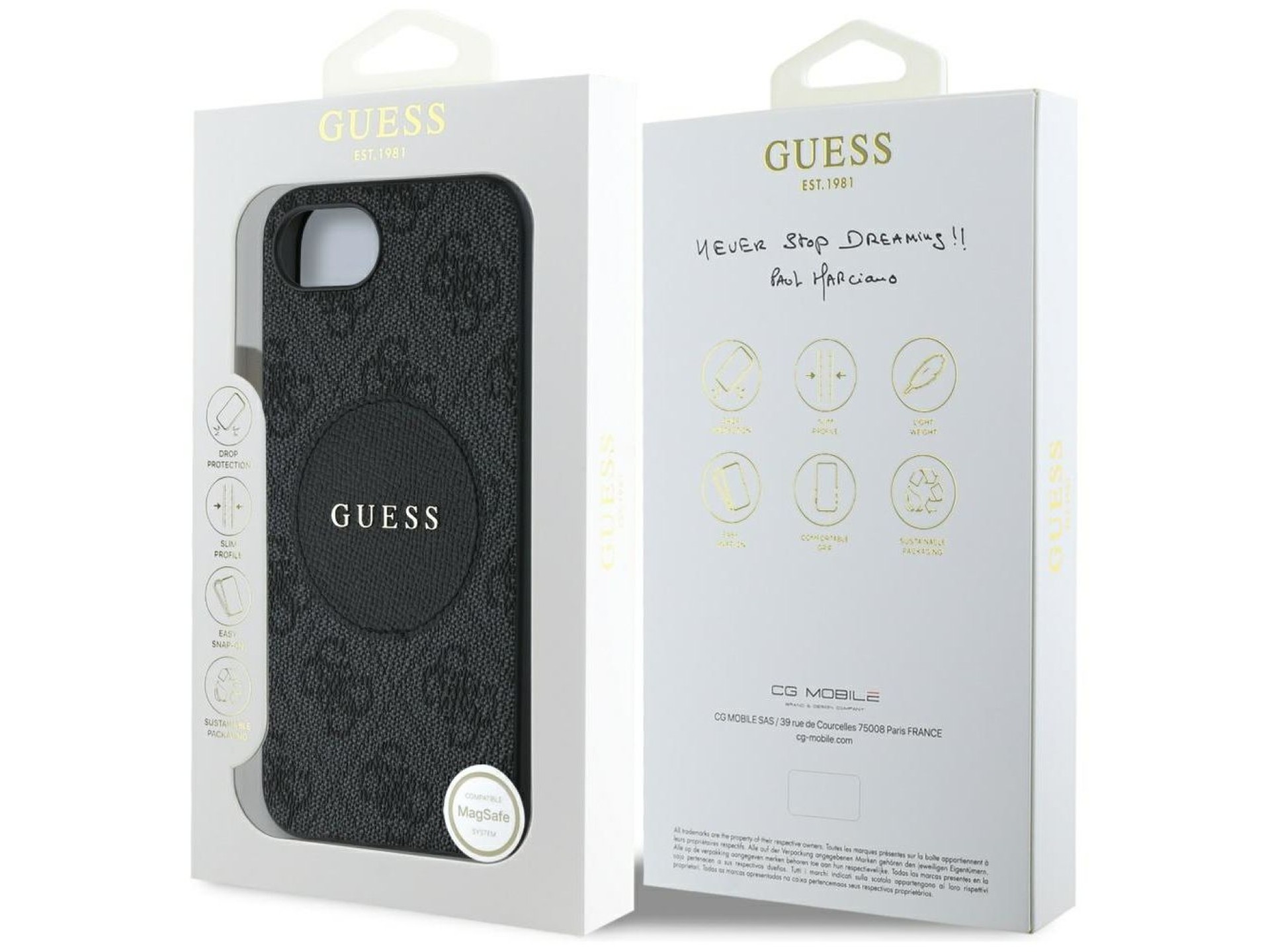 Capa Guess 4G Circle Classic Logo MagSafe para iPhone 16e - preta