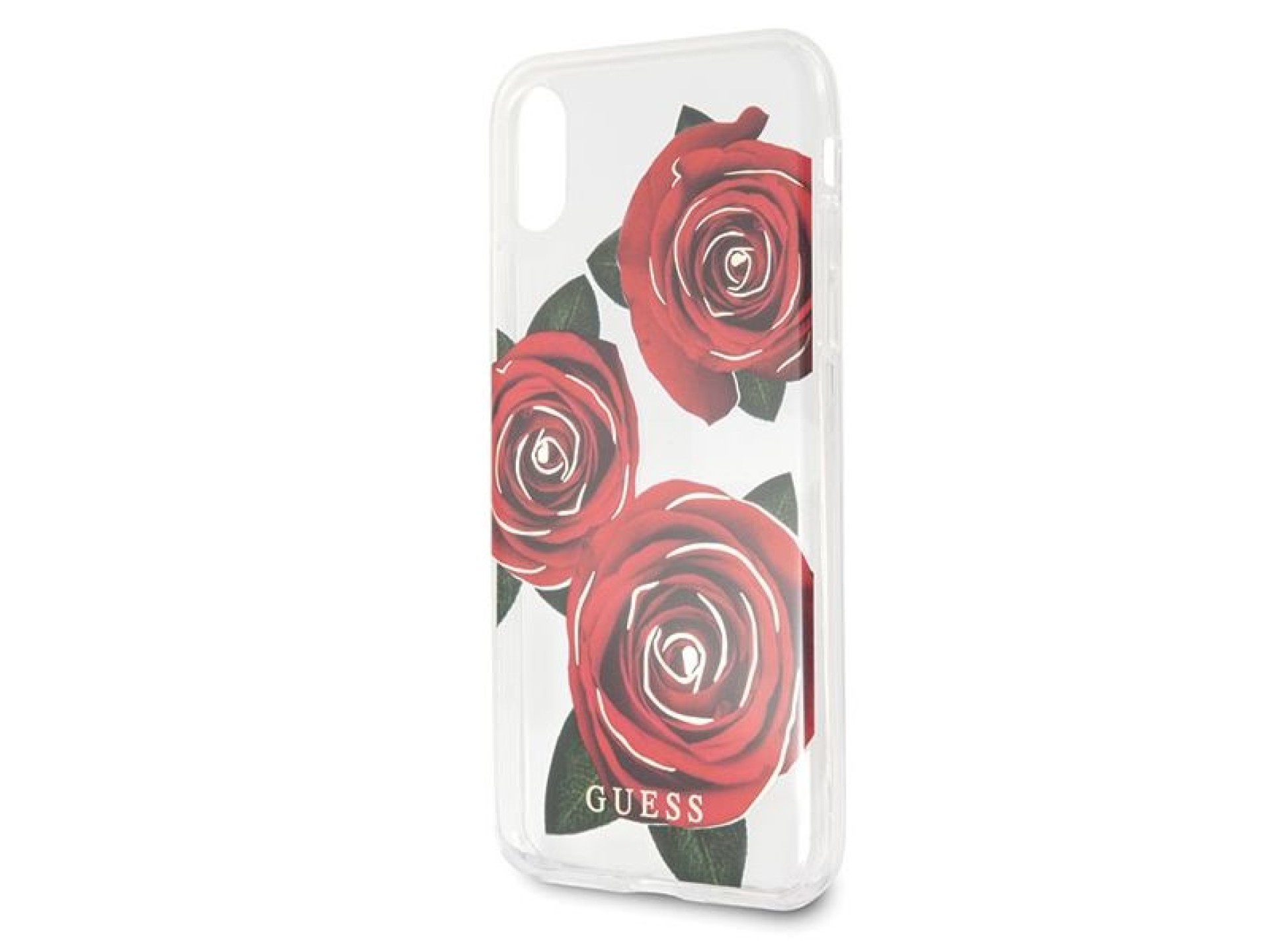 Funda Guess Flower Desire Rosa Roja para iPhone X - Transparente