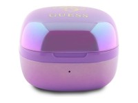 Fones de ouvido Bluetooth TWS Guess 4G com logotipo impresso + base de carregamento - Roxo Fones de ouvido Bluetooth TWS Guess 4G com logotipo impresso + base de carregamento - Roxo