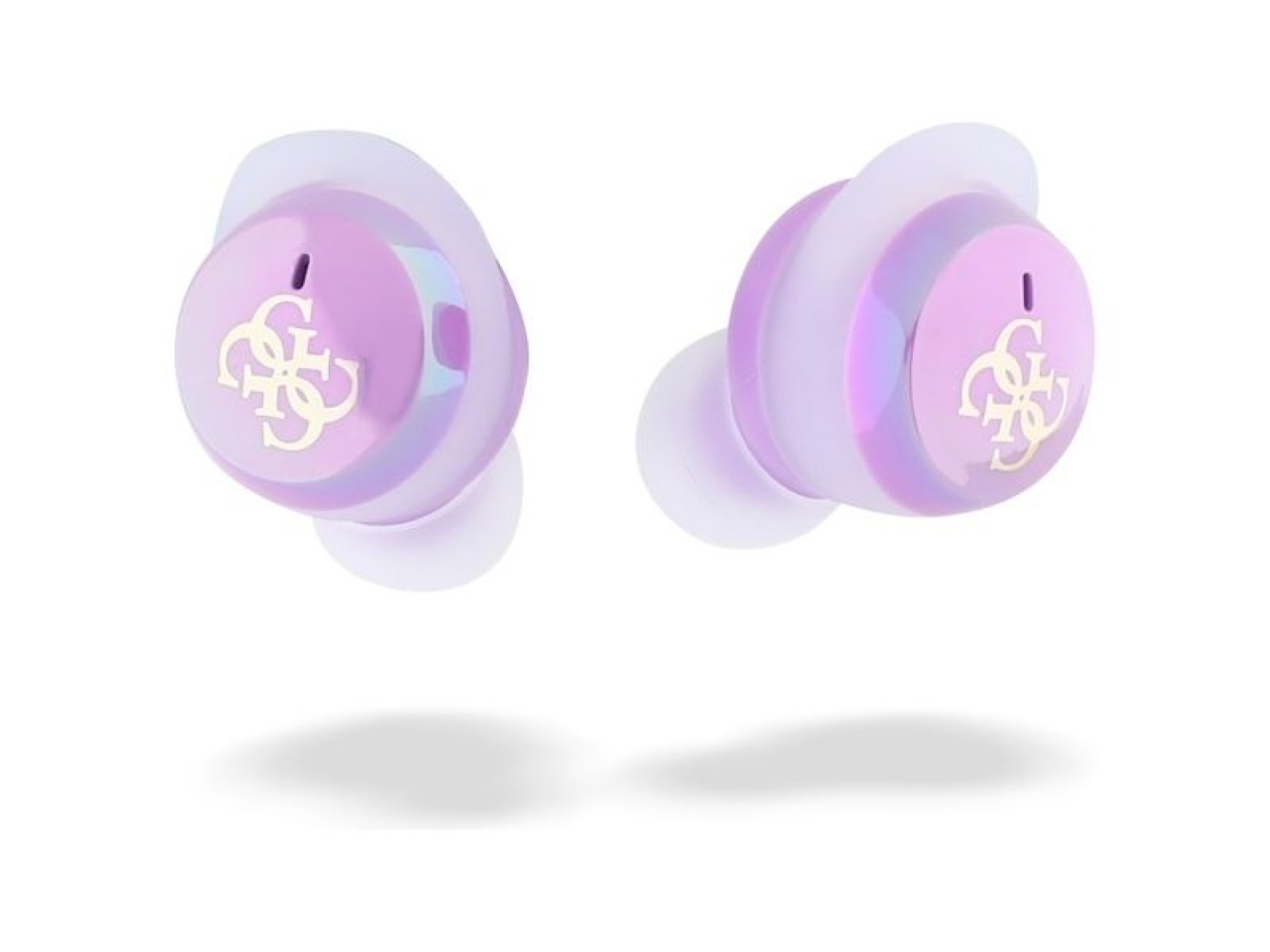 Fones de ouvido Bluetooth TWS Guess 4G com logotipo impresso + base de carregamento - Roxo