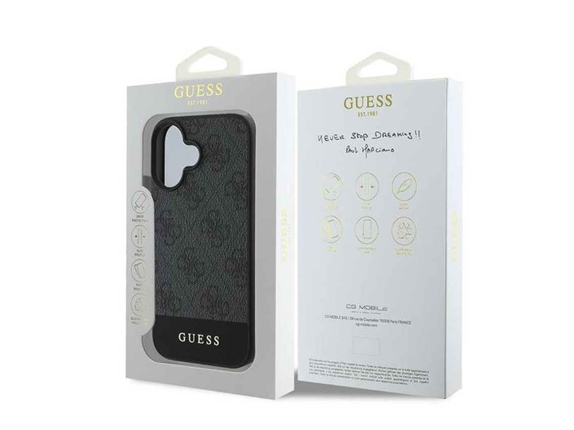Guess 4G Bottom Stripe Case for iPhone 16 Plus 6.7" - Gray