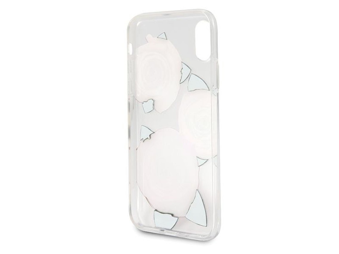 Funda Guess Flower Desire Rosa Roja para iPhone X - Transparente