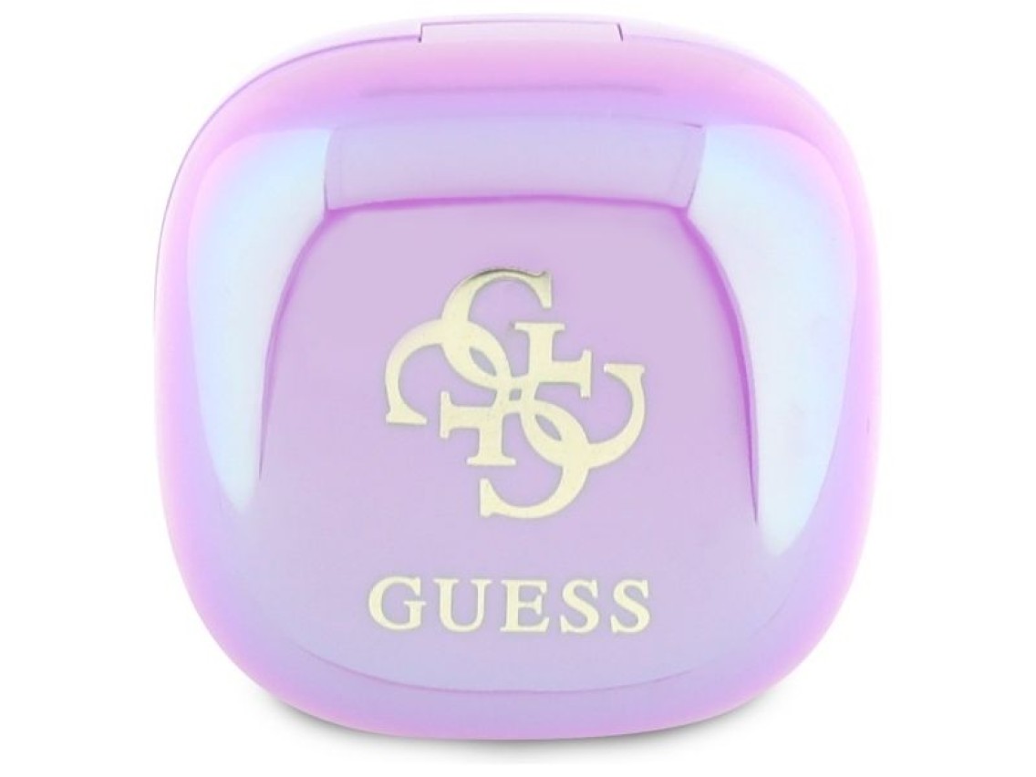 Fones de ouvido Bluetooth TWS Guess 4G com logotipo impresso + base de carregamento - Roxo