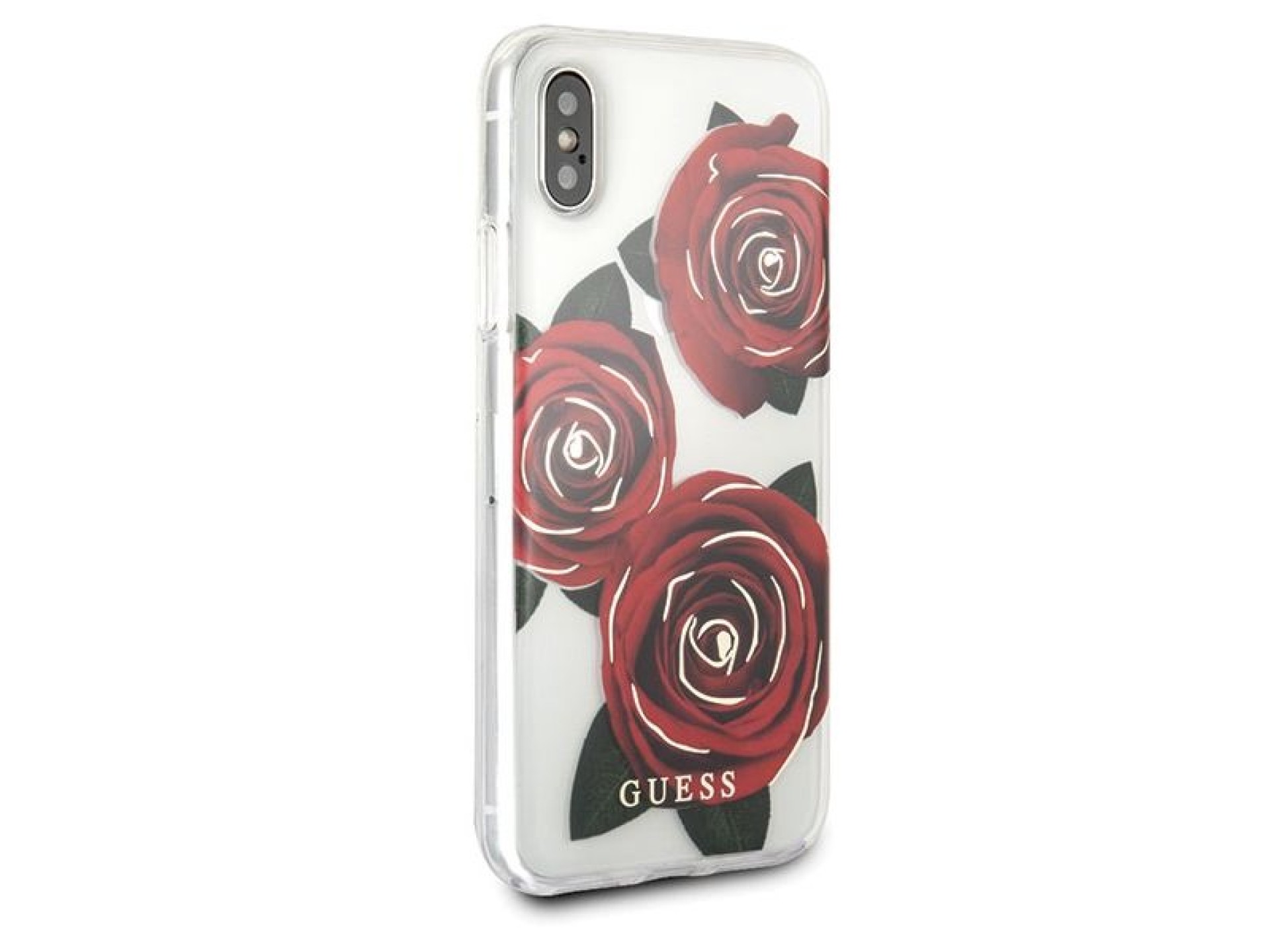 Funda Guess Flower Desire Rosa Roja para iPhone X - Transparente