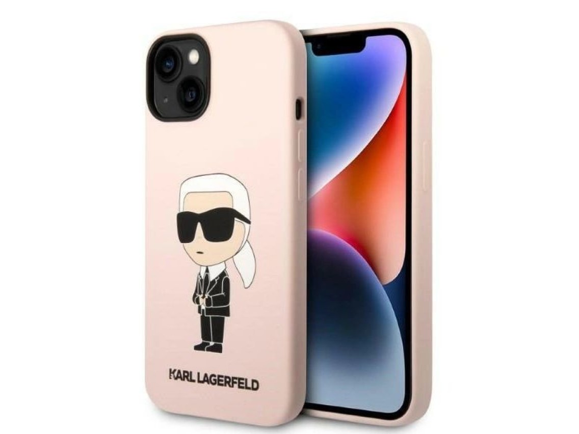 Capa rígida Karl Lagerfeld KLHCP14MSNIKBCP para iPhone 14 Plus 6.7" rosa/rosa de silicone Ikonik