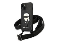 Karl Lagerfeld KLHCP14MSTKMK iPhone 14 Plus 6.7" capa r�gida preta/preta com patch Monogram Ikonik