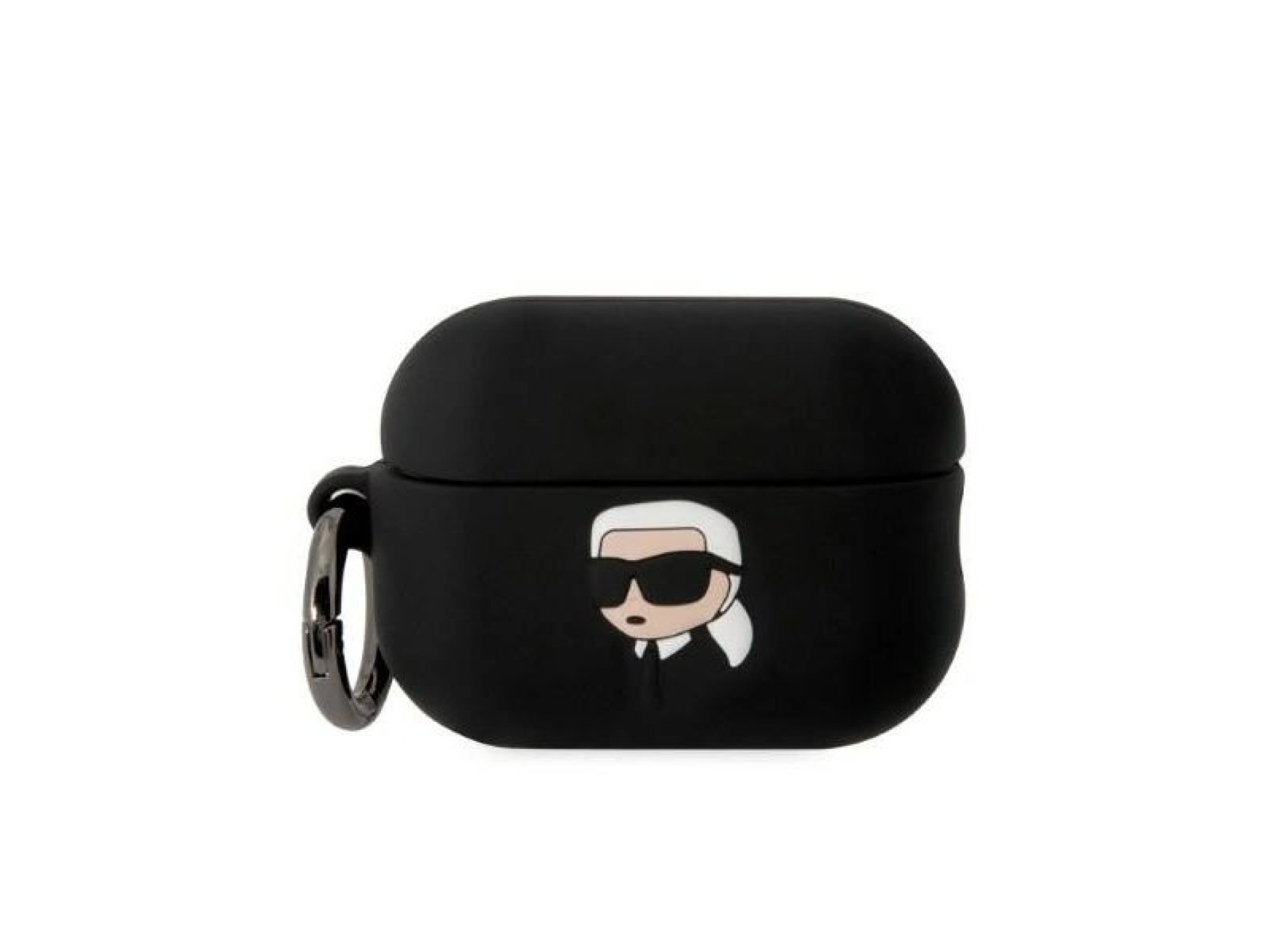Capa para AirPods Pro 2 Karl Lagerfeld KLAP2RUNIKK preta/preta em silicone com a cabeça de Karl em 3