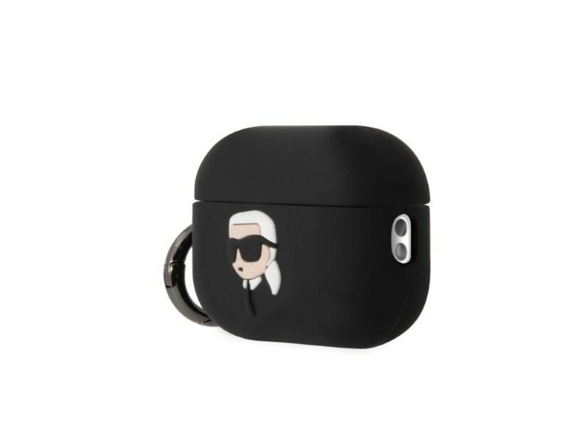 Capa para AirPods Pro 2 Karl Lagerfeld KLAP2RUNIKK preta/preta em silicone com a cabeça de Karl em 3