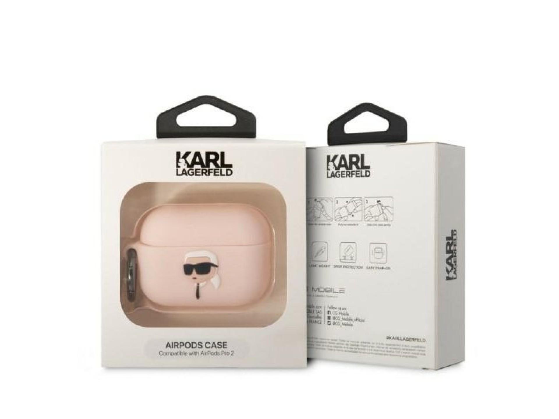 Karl Lagerfeld KLAP2RUNIKP AirPods Pro 2 cover pink/pink Silicone Karl Head 3D