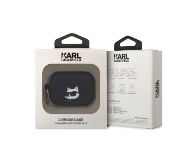 Karl Lagerfeld KLAP2RUNCHK AirPods Pro 2 cover black/black Silicone Choupette Head 3D