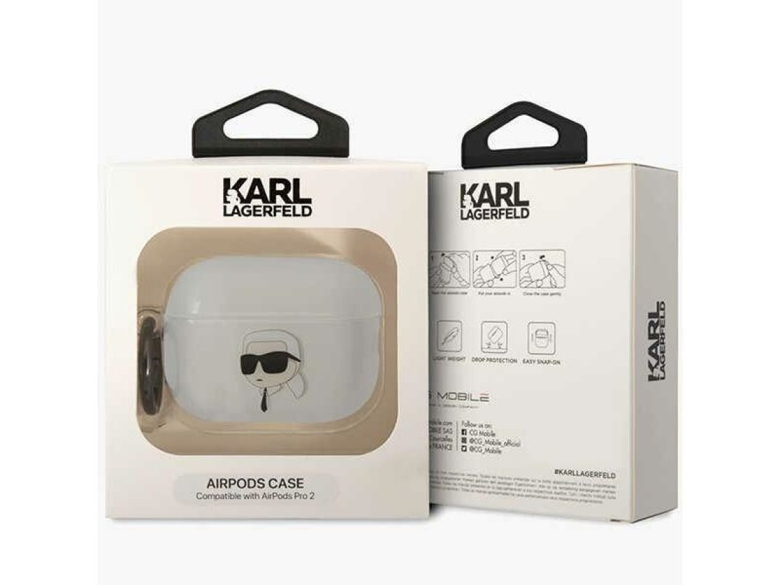Karl Lagerfeld KLAP2HNIKTCT Capa transparente para AirPods Pro 2 Ikonik Karl Lagerfeld