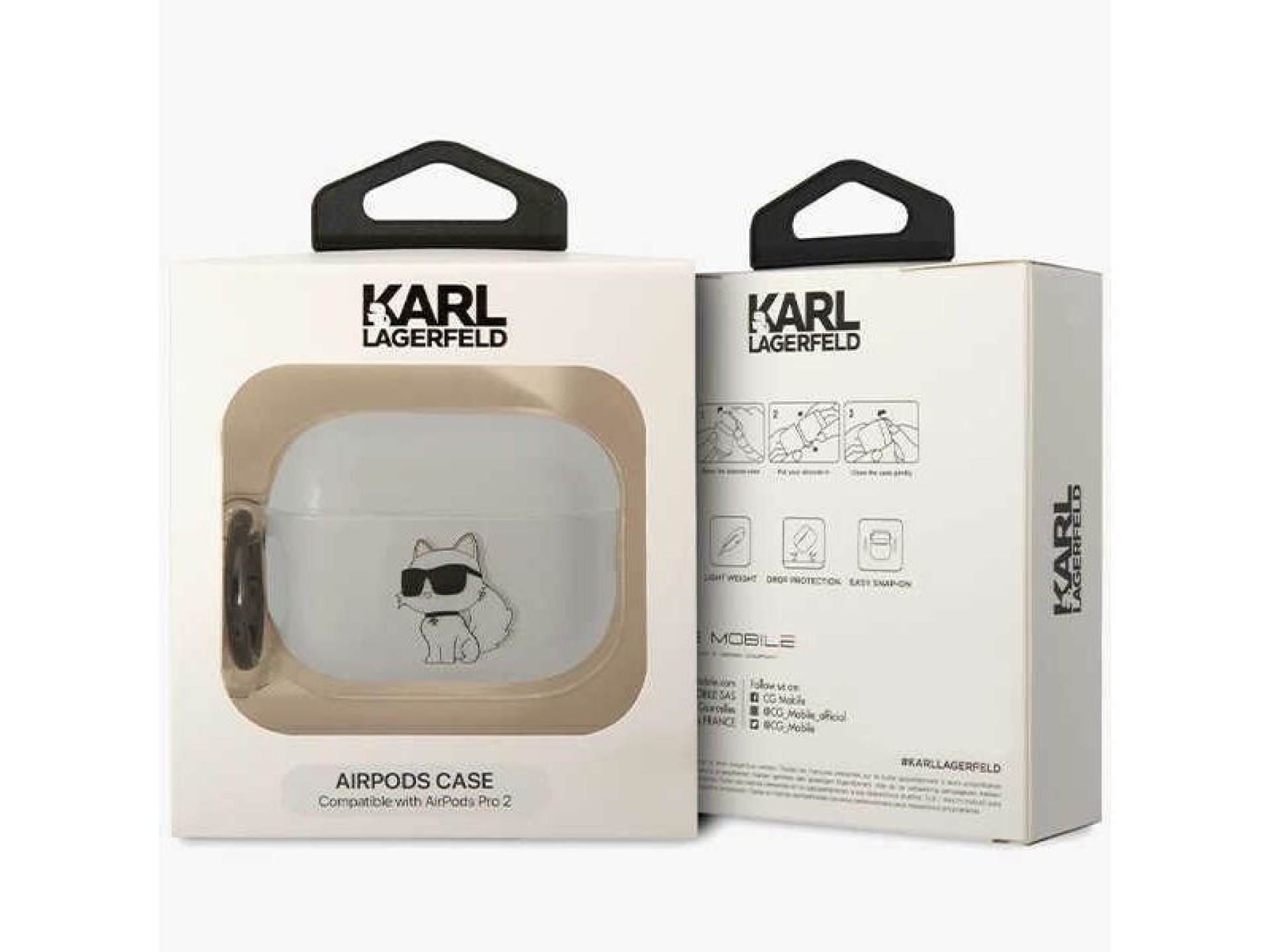 Karl Lagerfeld KLAP2HNCHTCT Capa transparente para AirPods Pro 2 Ikonik Choupette