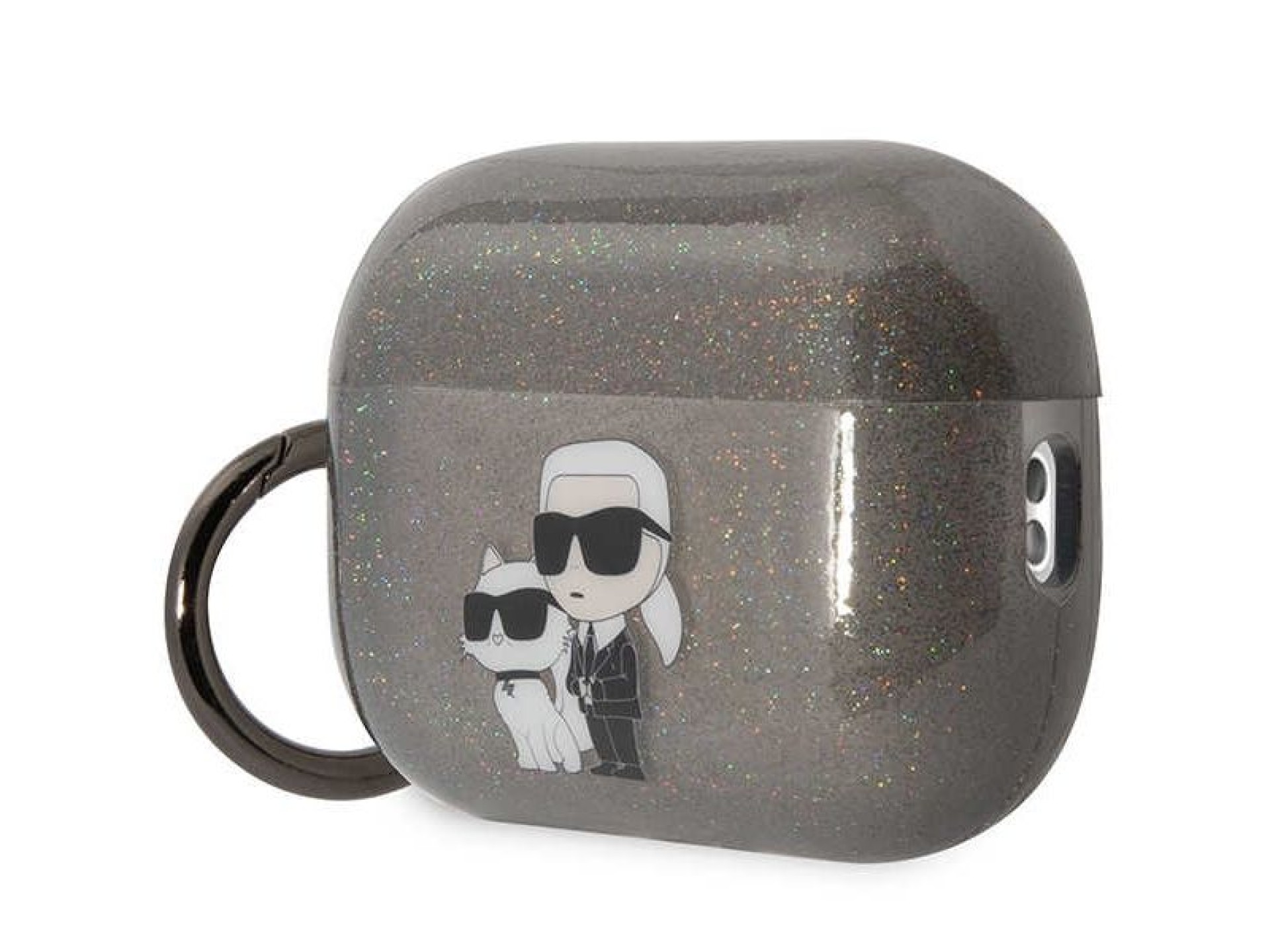 Capa para AirPods Pro 2 Karl Lagerfeld KLAP2HNKCTGK preta/preta com glitter Karl&Choupette