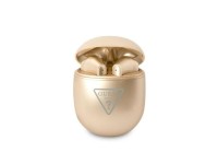 Fones de ouvido sem fio Bluetooth TWS Guess com logo triangular - Dourado