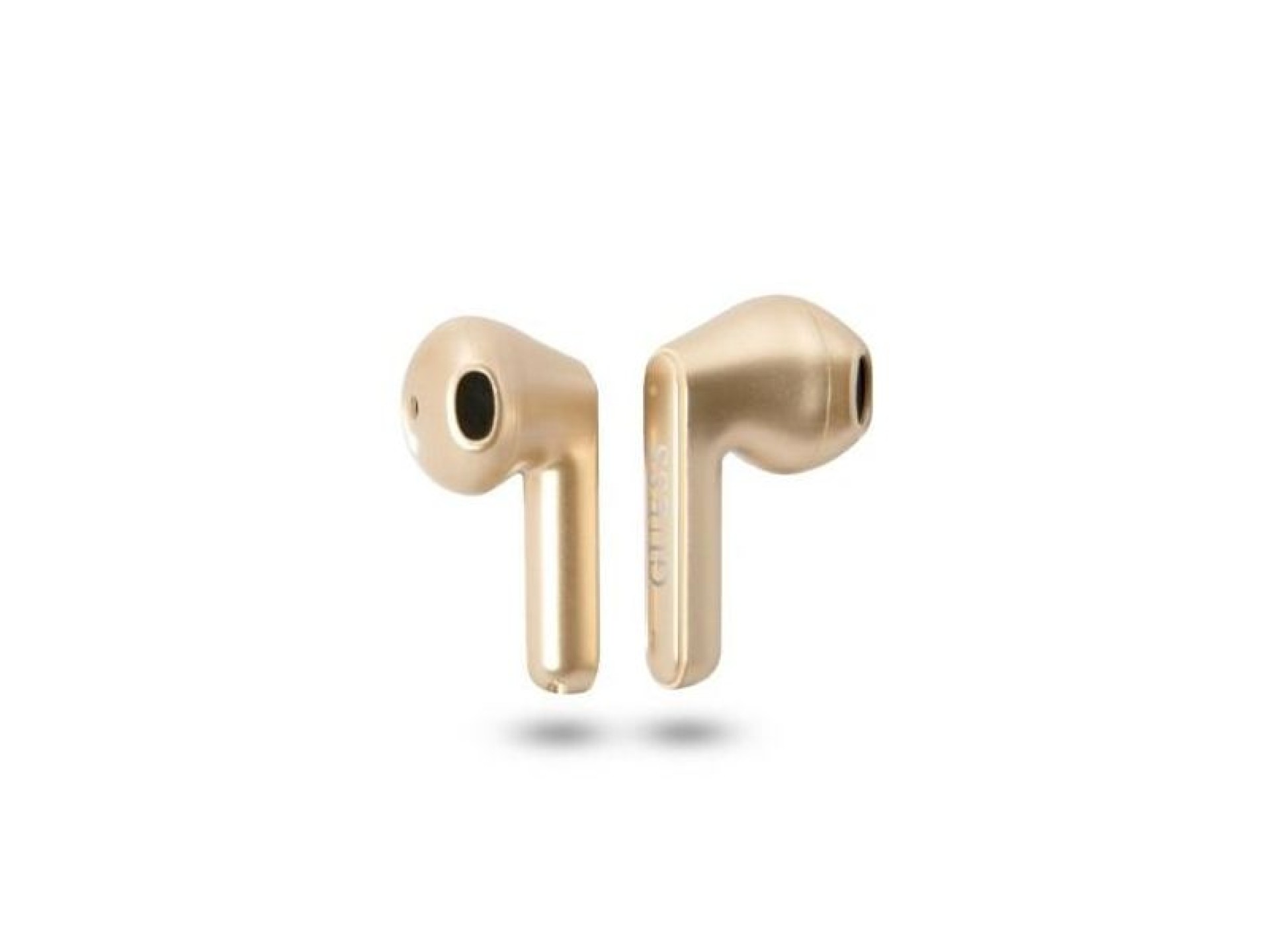 Fones de ouvido sem fio Bluetooth TWS Guess com logo triangular - Dourado
